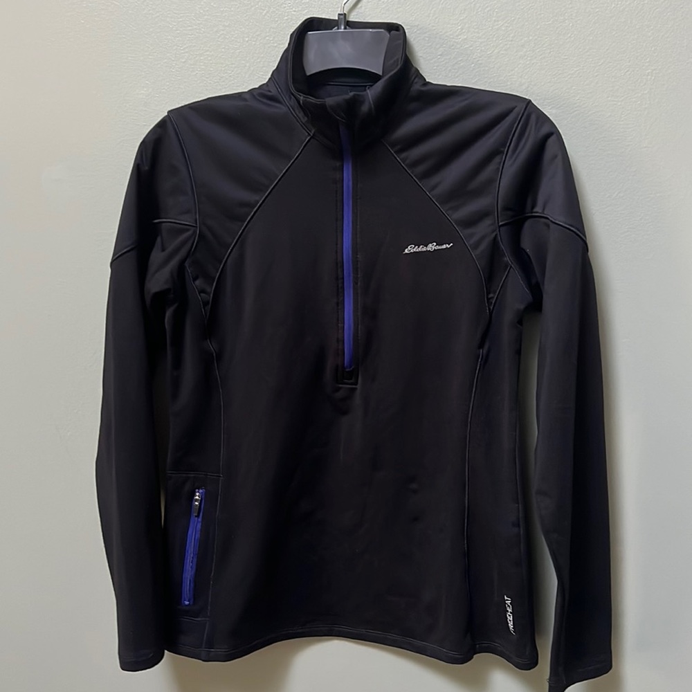 Eddie Bauer women’s fleece-lined 1/4 zip warm-up jacket XS, motion Freeheat line